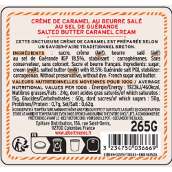 Pot ouvert de Crème de Caramel au Beurre Salé Albert Ménès, texture lisse et appétissante