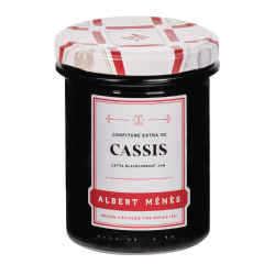 Pot de Confiture Extra de Cassis Albert Ménès, baies entières dans une gelée brillante et gourmande
