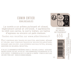 Fiche produit du Cumin Entier Albert Ménès, informations sur ses bienfaits et son origine