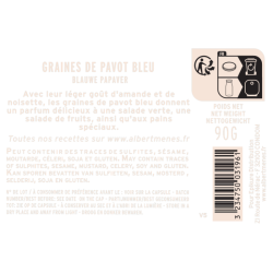 Fiche produit du pot de Graines de Pavot Bleu, origine et conseils d'utilisation Albert Ménès