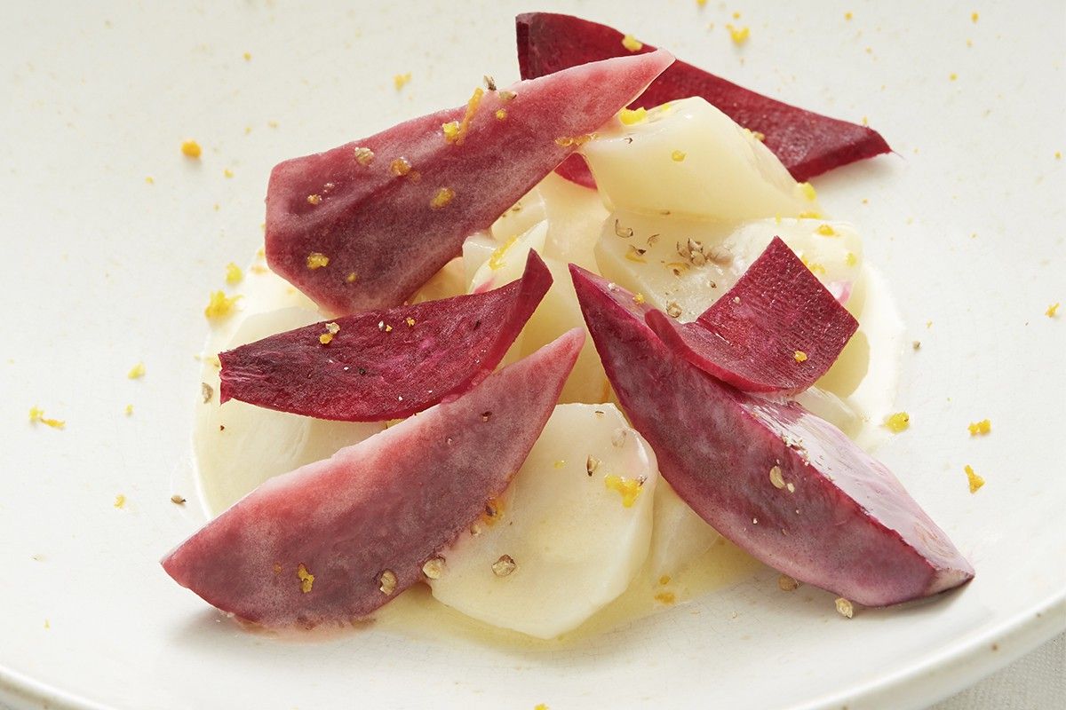 Légumes anciens glaçés au poivre du Penja