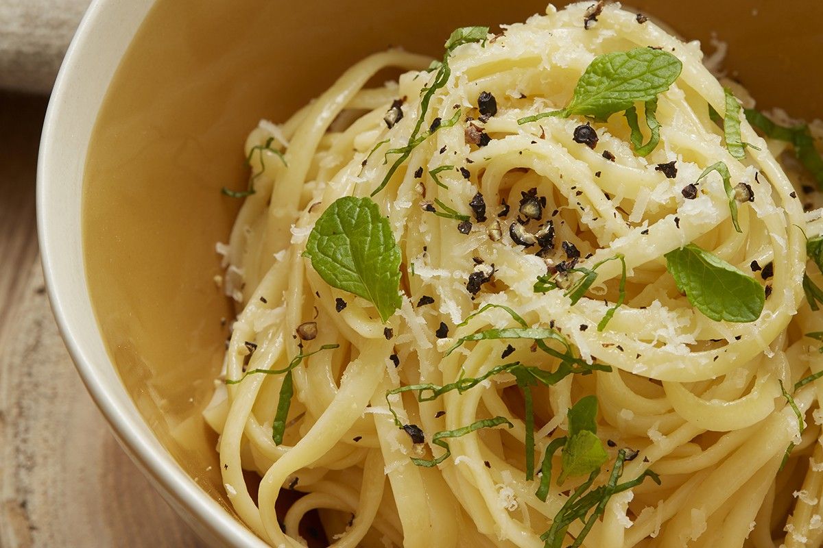 Linguini de menthe et poivre de Kampot noir