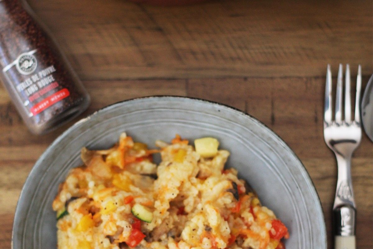 Risotto aux perles de poivre long rouge