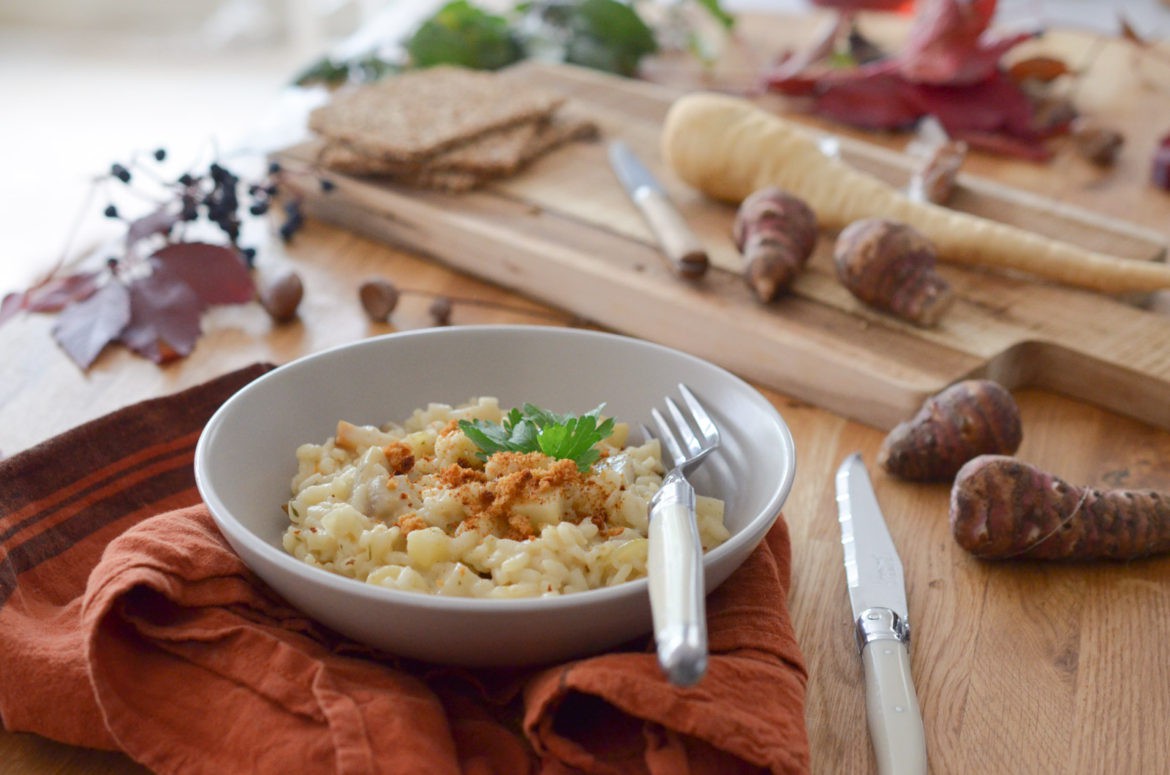 Risotto crémeux au crumble de pain d'épices