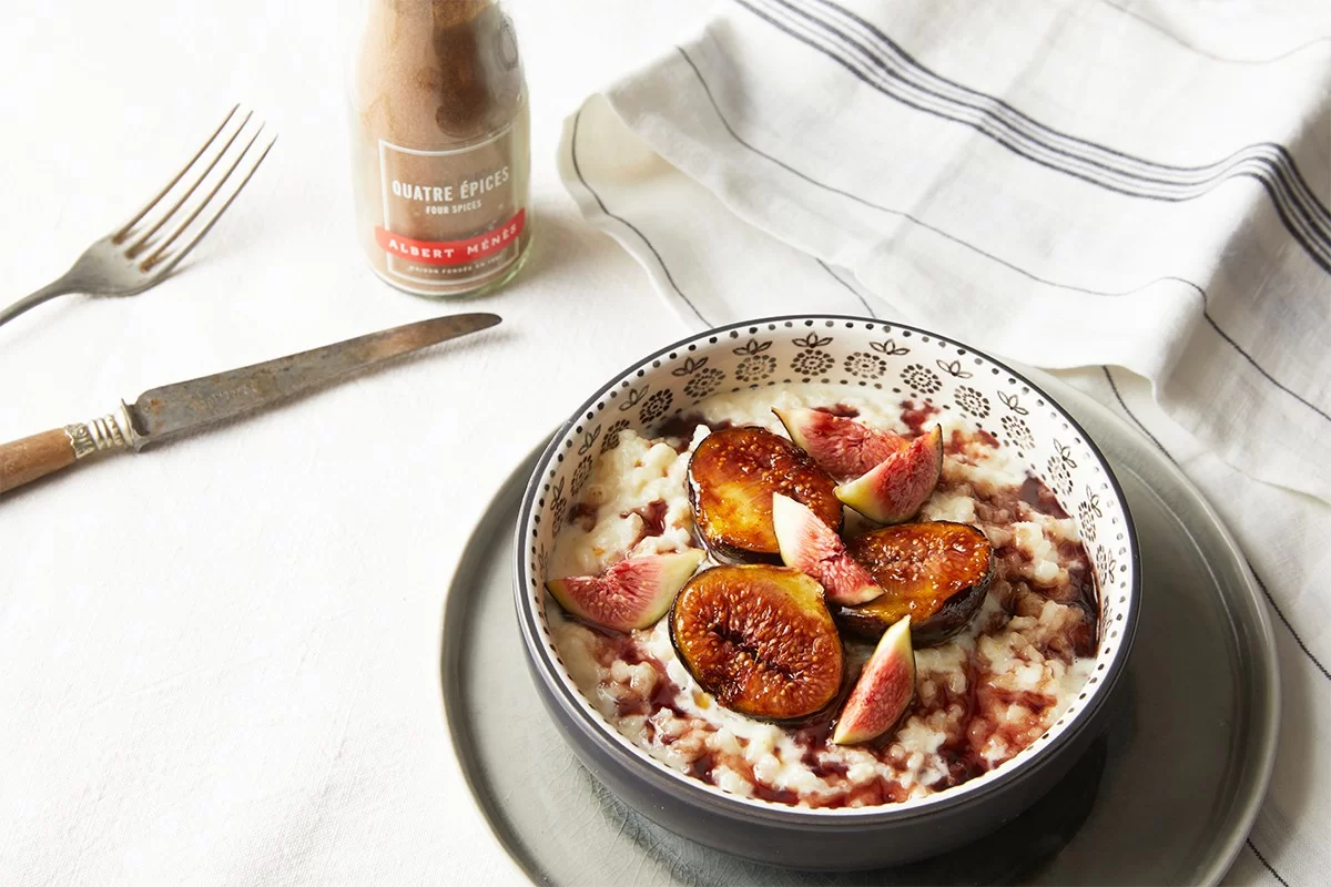 Riz au lait aux figues rôties et mélange quatre épices