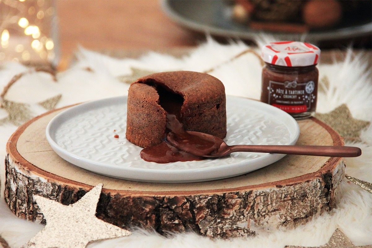 Fondant au chocolat, coeur coulant crunchy