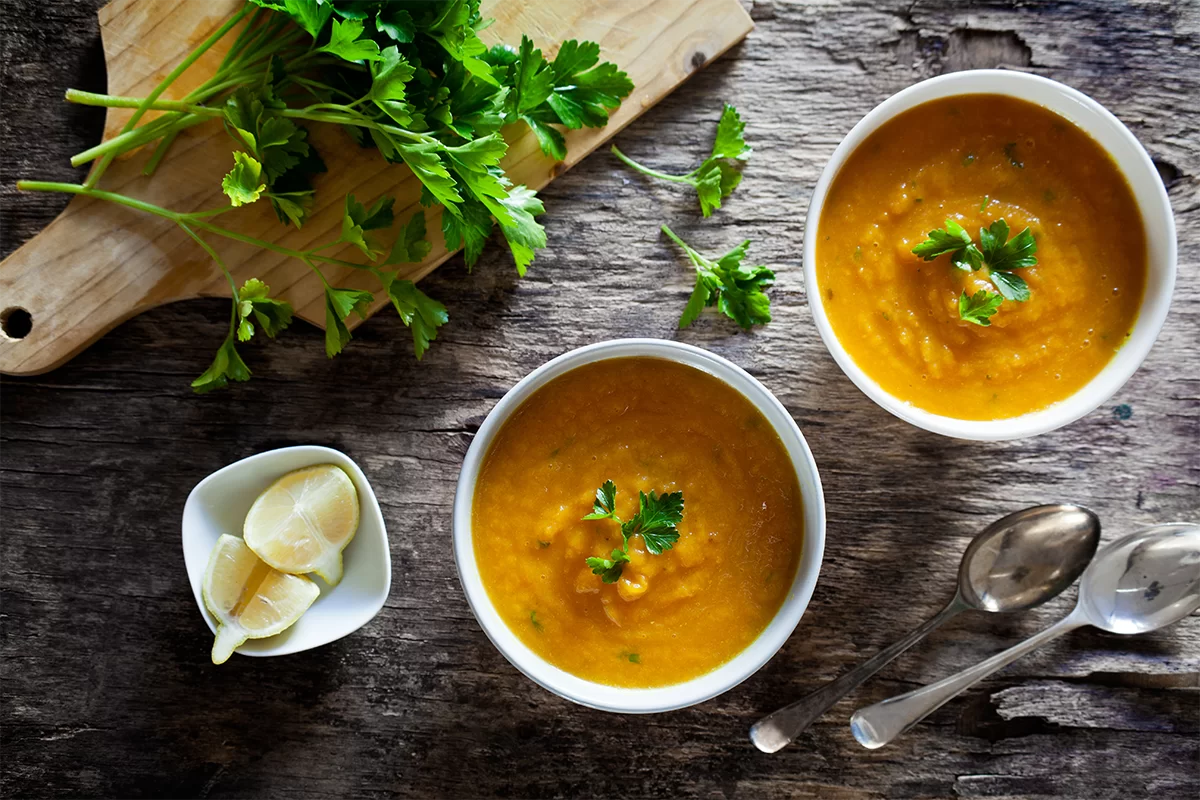 Spicy orange pumpkin cold soup