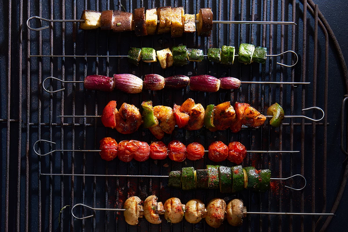 Brochettes de légumes grillés au citron